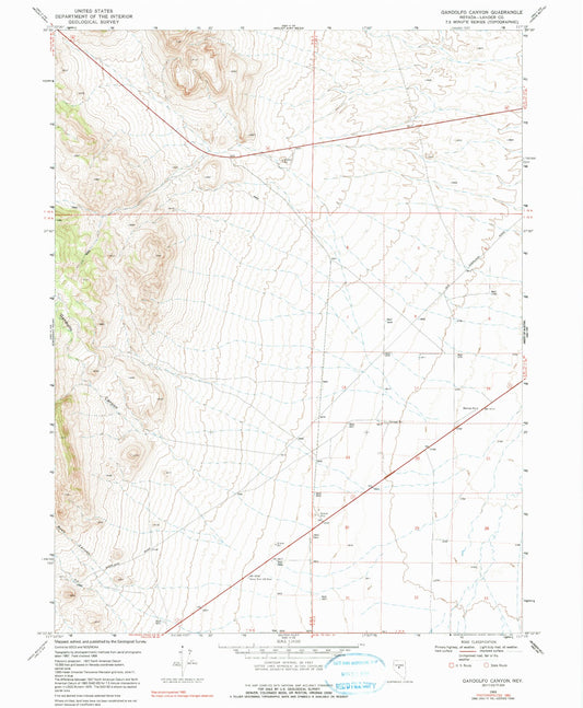 Classic USGS Gandolfo Canyon Nevada 7.5'x7.5' Topo Map Image