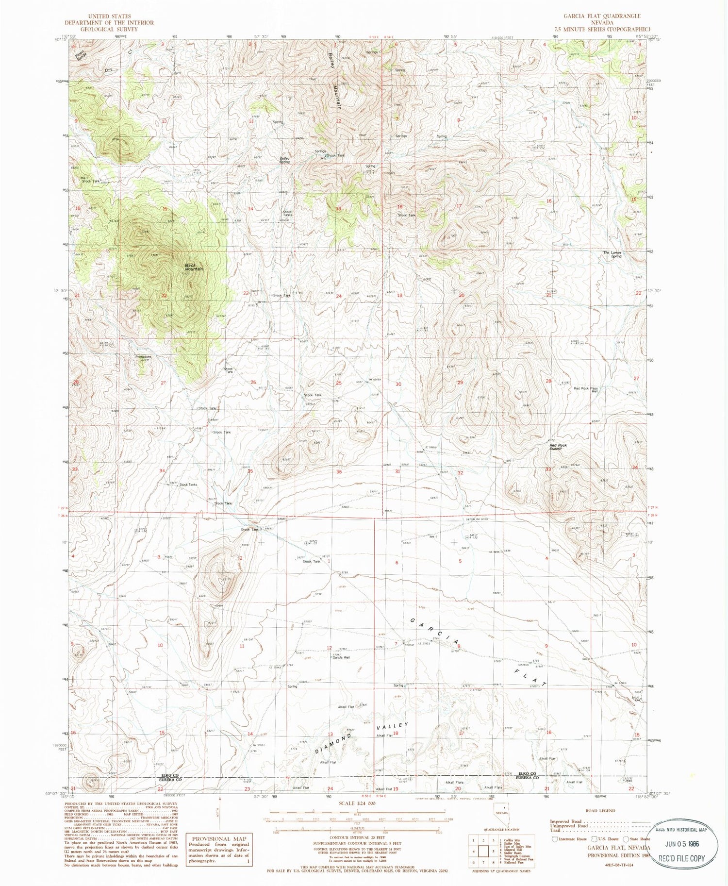 Classic USGS Garcia Flat Nevada 7.5'x7.5' Topo Map Image