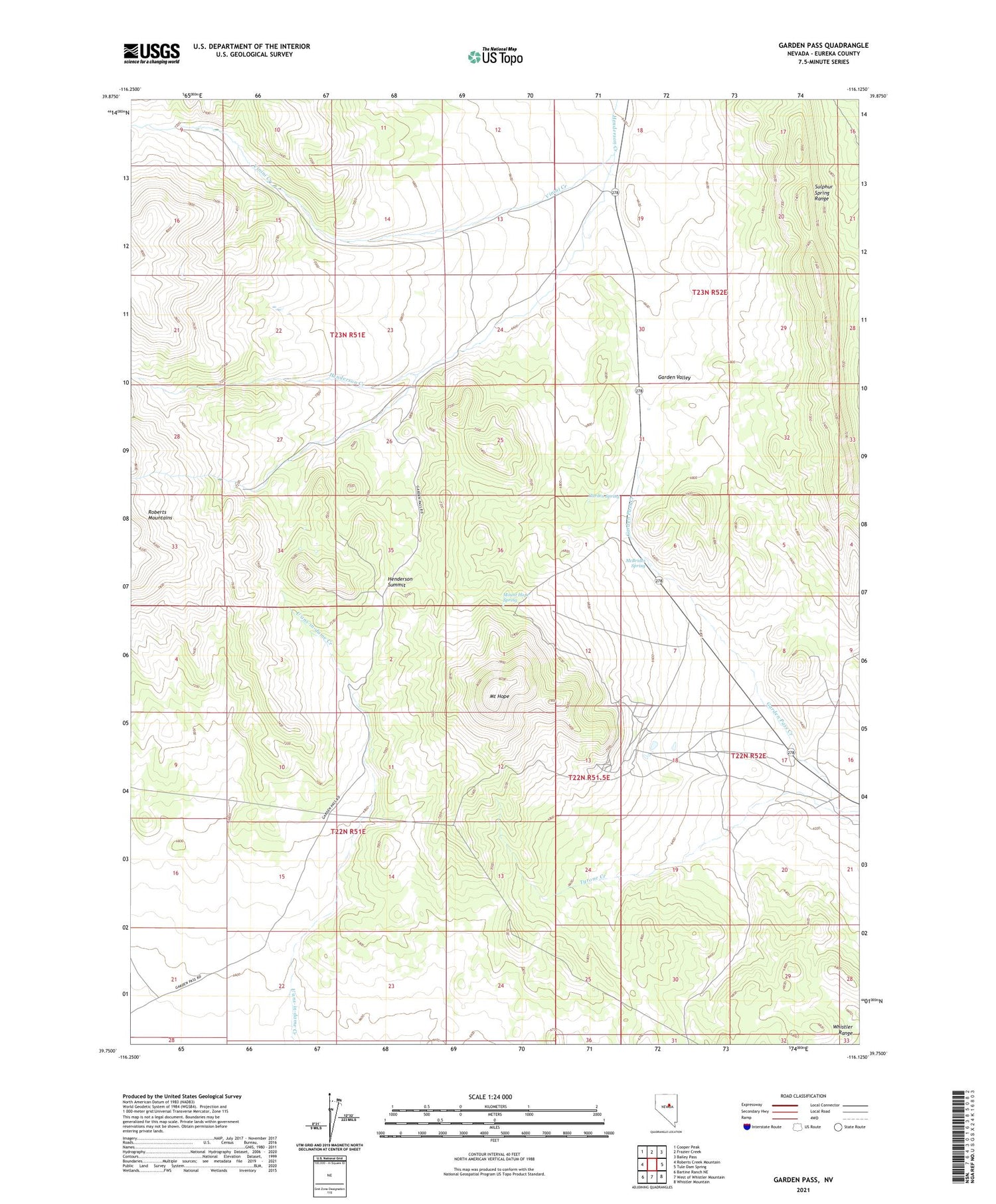 Garden Pass Nevada US Topo Map Image