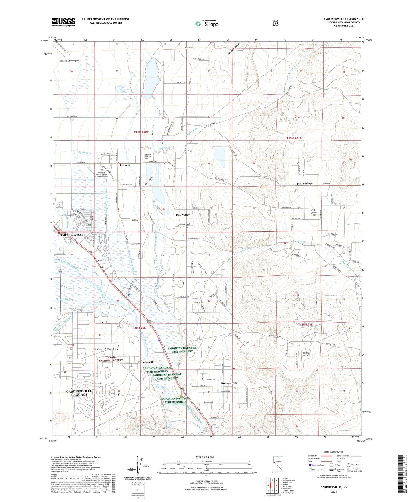Gardnerville Nevada US Topo Map Image