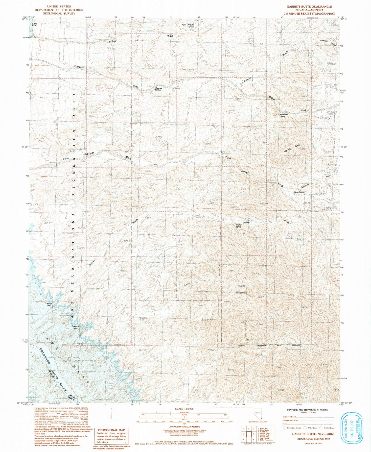 Classic USGS Garrett Butte Nevada 7.5'x7.5' Topo Map Image