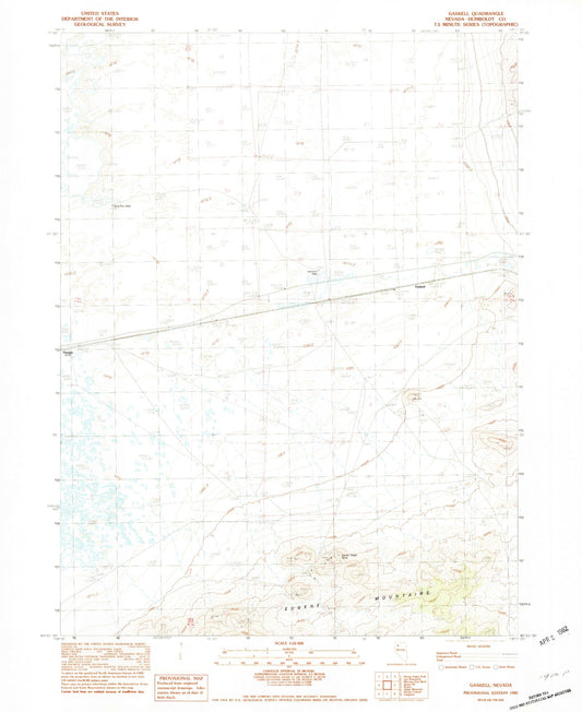 Classic USGS Gaskell Nevada 7.5'x7.5' Topo Map Image