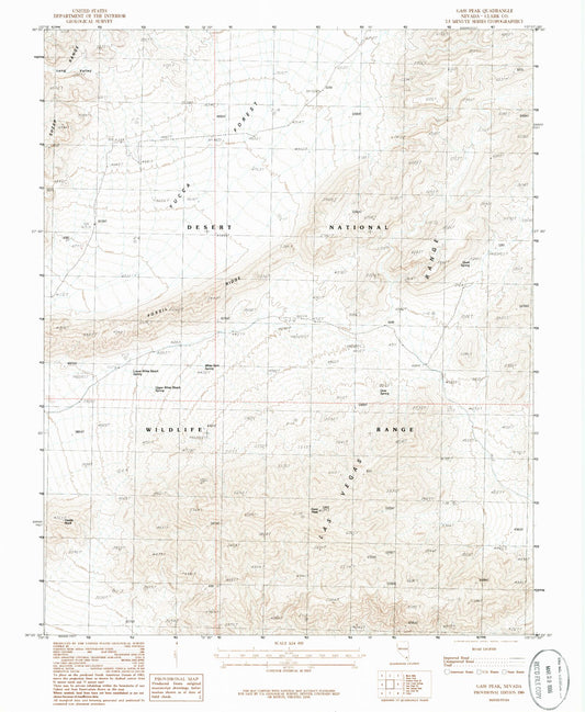 Classic USGS Gass Peak Nevada 7.5'x7.5' Topo Map Image