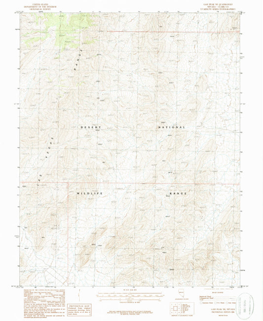 Classic USGS Gass Peak NE Nevada 7.5'x7.5' Topo Map Image