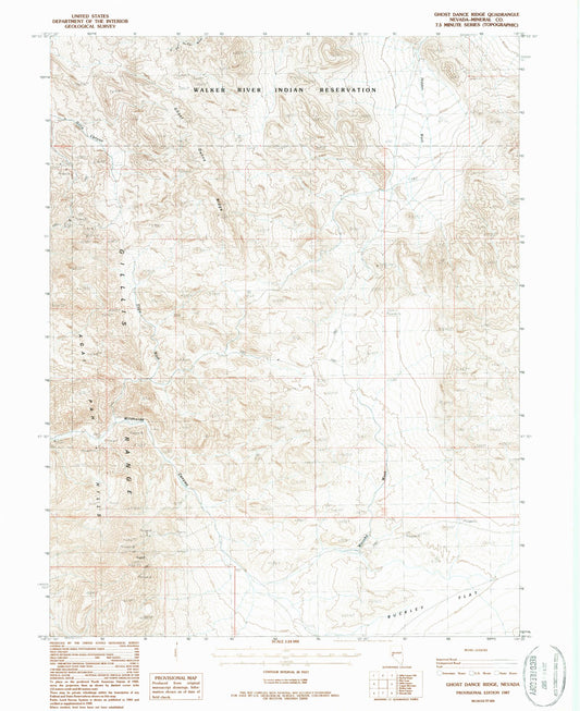 Classic USGS Ghost Dance Ridge Nevada 7.5'x7.5' Topo Map Image