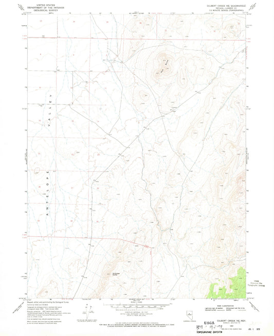 Classic USGS Gilbert Creek NE Nevada 7.5'x7.5' Topo Map Image