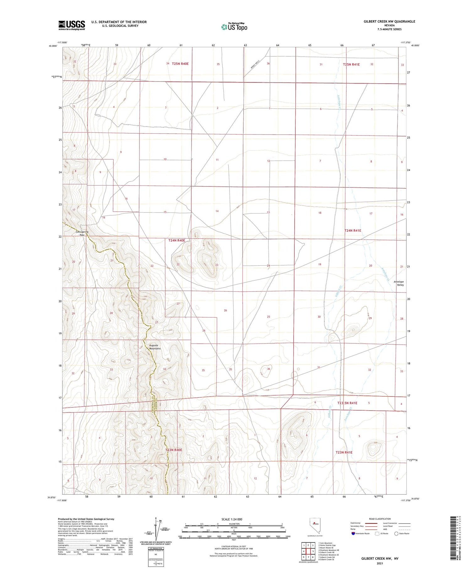 Gilbert Creek NW Nevada US Topo Map Image
