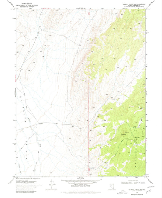 Classic USGS Gilbert Creek SE Nevada 7.5'x7.5' Topo Map Image