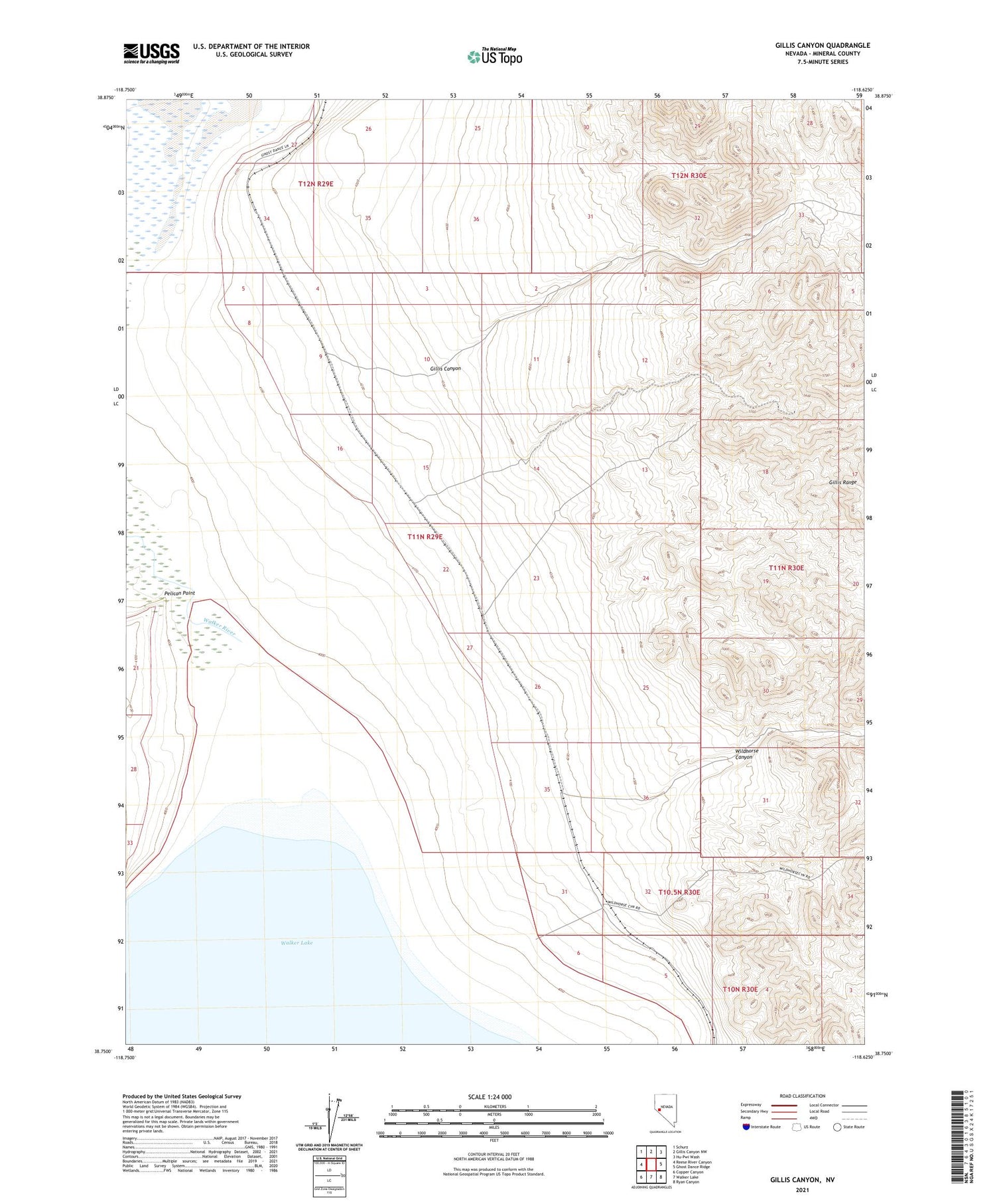 Gillis Canyon Nevada US Topo Map Image