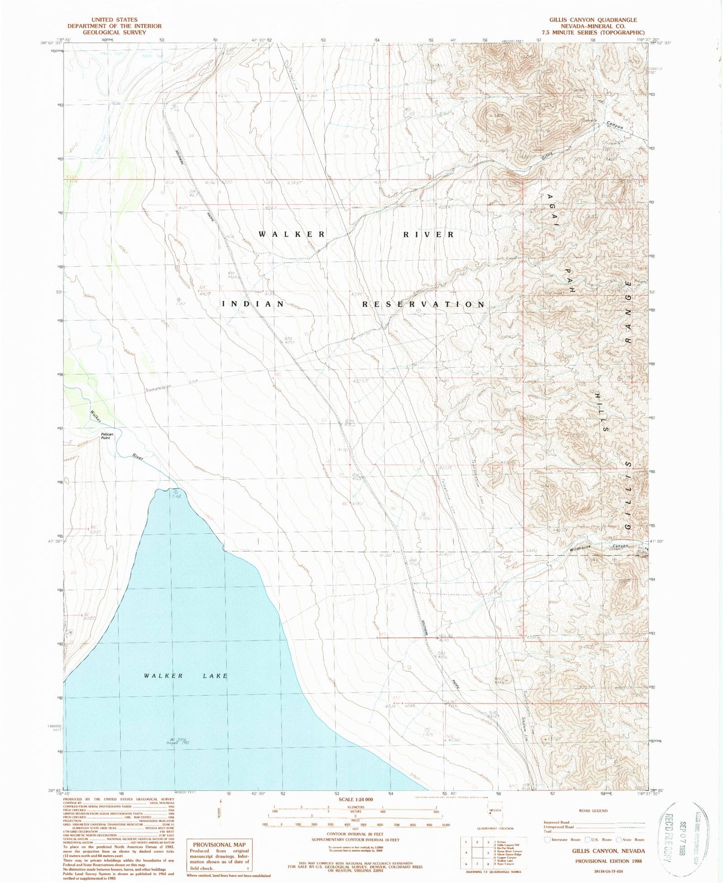 Classic USGS Gillis Canyon Nevada 7.5'x7.5' Topo Map Image