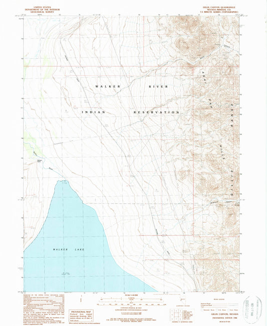 Classic USGS Gillis Canyon Nevada 7.5'x7.5' Topo Map Image