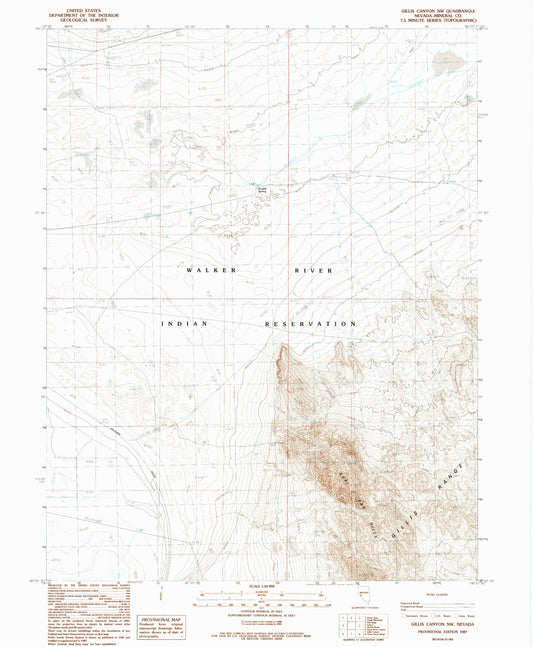 Classic USGS Gillis Canyon NW Nevada 7.5'x7.5' Topo Map Image