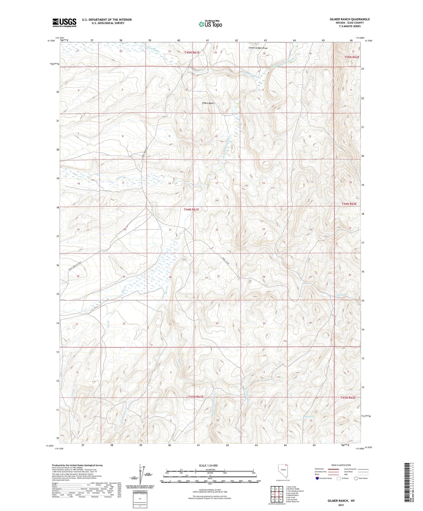 Gilmer Ranch Nevada US Topo Map Image