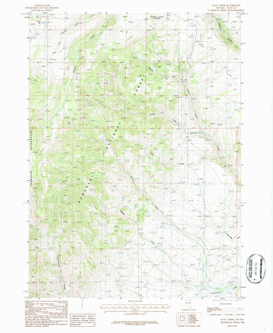 Classic USGS Goat Creek Nevada 7.5'x7.5' Topo Map Image