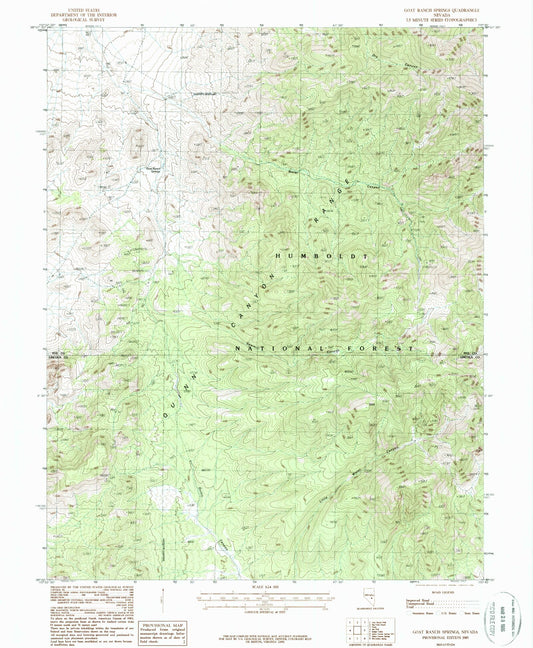 Classic USGS Goat Ranch Springs Nevada 7.5'x7.5' Topo Map Image