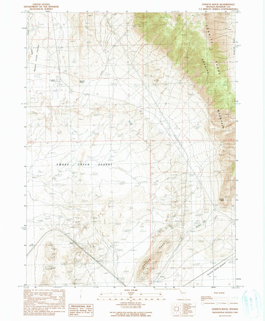 Classic USGS Godeys Rock Nevada 7.5'x7.5' Topo Map Image