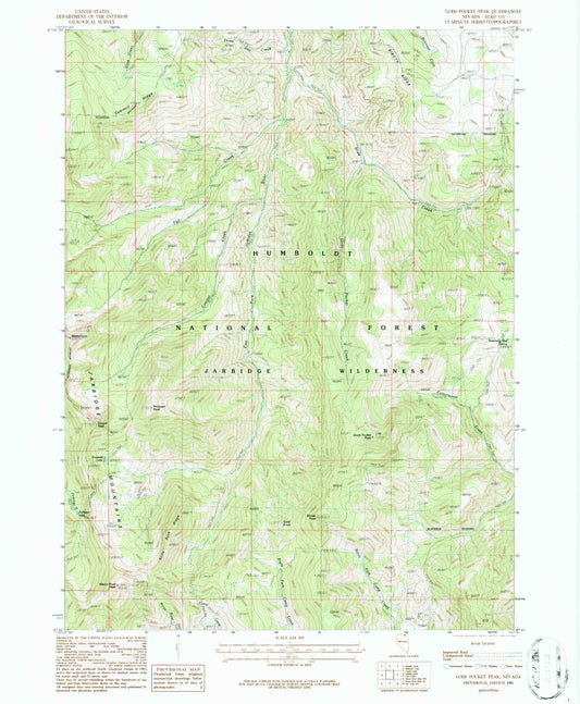 USGS Classic Gods Pocket Peak Nevada 7.5'x7.5' Topo Map Image