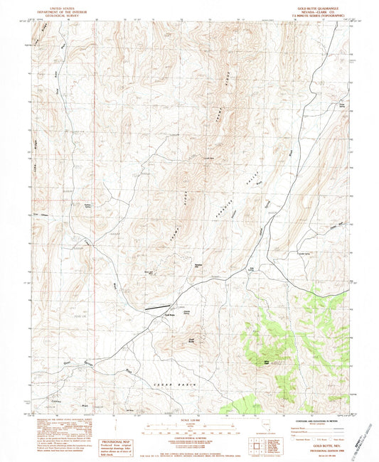 Classic USGS Gold Butte Nevada 7.5'x7.5' Topo Map Image