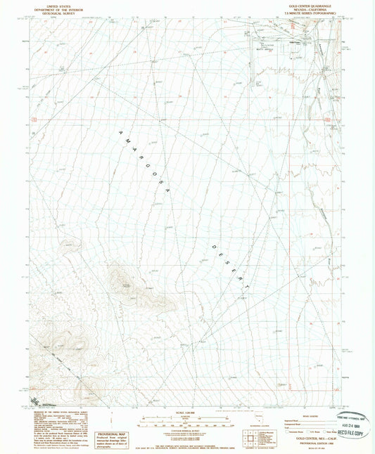 Classic USGS Gold Center Nevada 7.5'x7.5' Topo Map Image