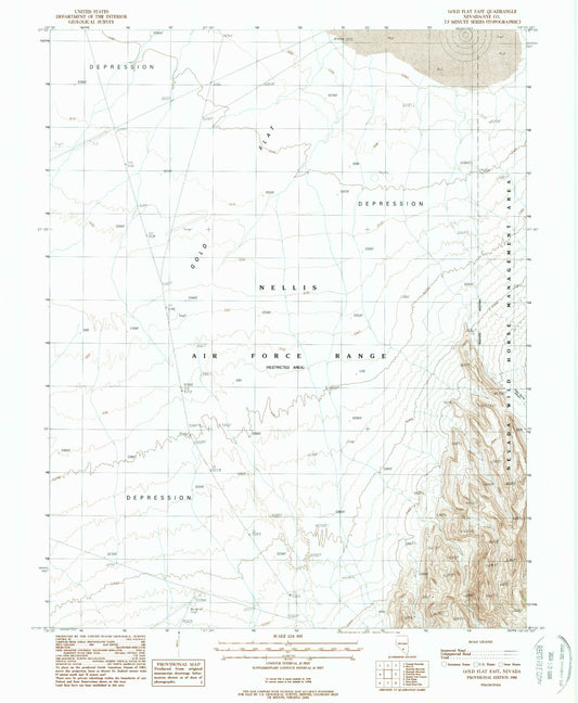 Classic USGS Gold Flat East Nevada 7.5'x7.5' Topo Map Image
