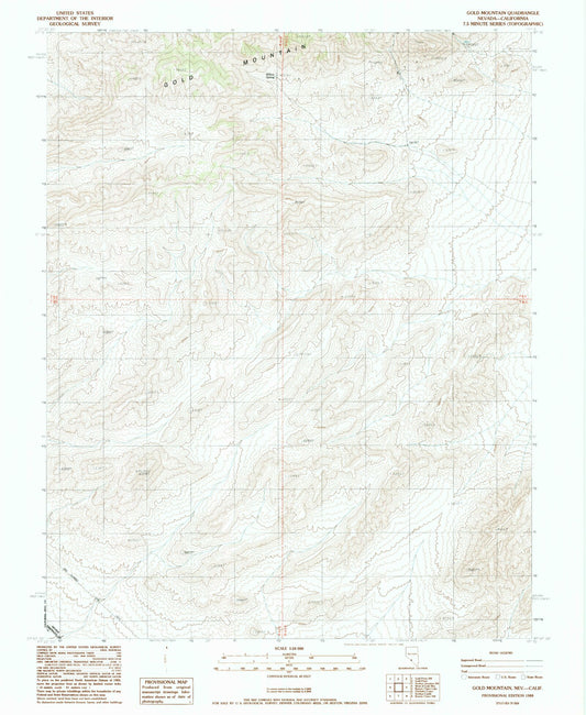 Classic USGS Gold Mountain Nevada 7.5'x7.5' Topo Map Image