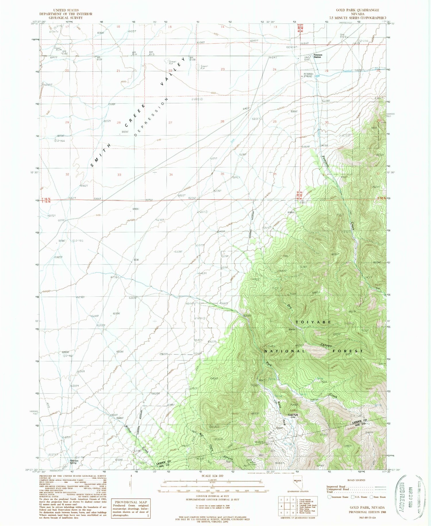Classic USGS Gold Park Nevada 7.5'x7.5' Topo Map Image