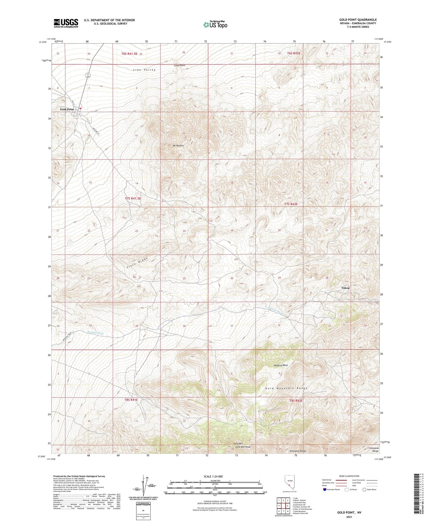 Gold Point Nevada US Topo Map Image