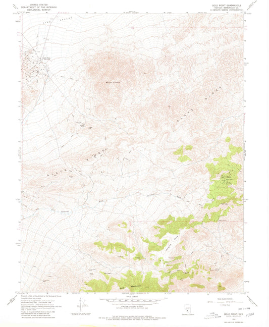 Classic USGS Gold Point Nevada 7.5'x7.5' Topo Map Image