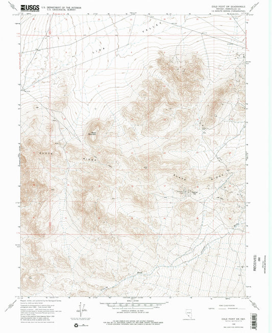 Classic USGS Gold Point SW Nevada 7.5'x7.5' Topo Map Image
