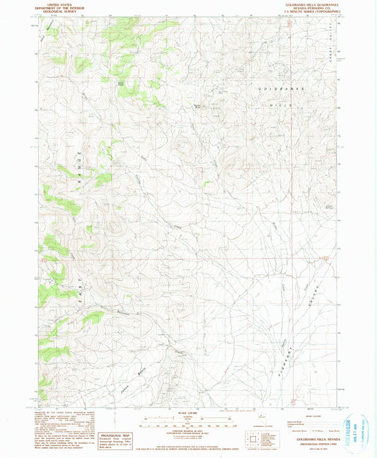Classic USGS Goldbanks Hills Nevada 7.5'x7.5' Topo Map Image