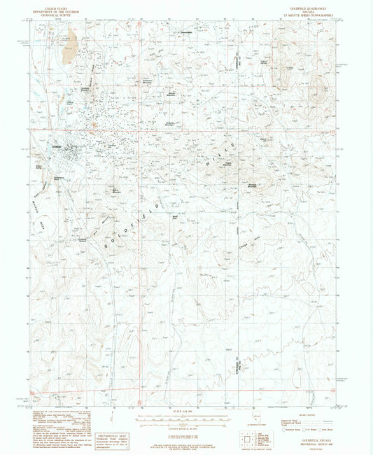 Classic USGS Goldfield Nevada 7.5'x7.5' Topo Map Image