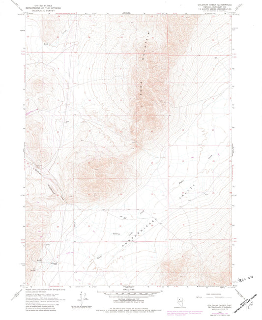 Classic USGS Goldrun Creek Nevada 7.5'x7.5' Topo Map Image