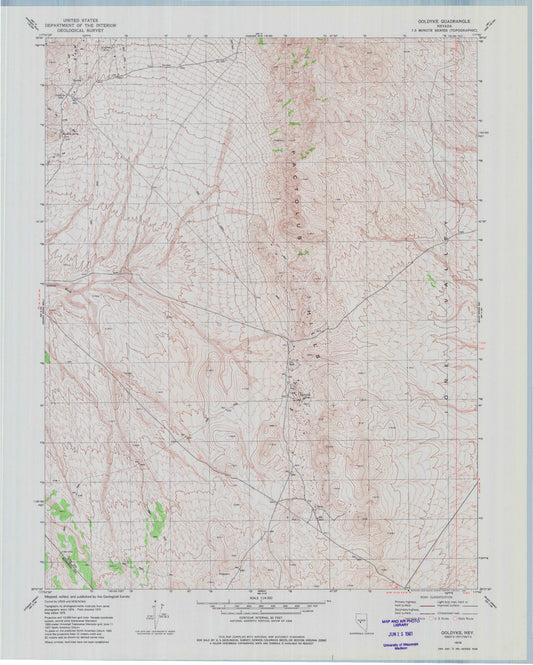 Classic USGS Goldyke Nevada 7.5'x7.5' Topo Map Image
