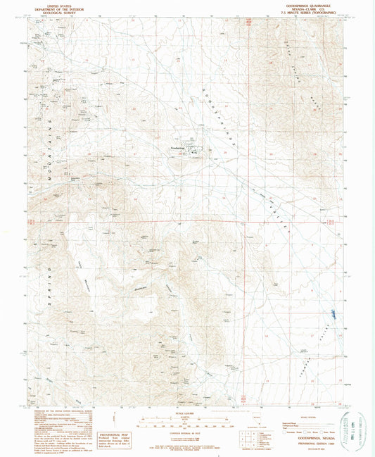Classic USGS Goodsprings Nevada 7.5'x7.5' Topo Map Image