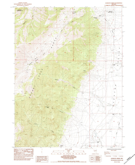 Classic USGS Goshute Creek Nevada 7.5'x7.5' Topo Map Image