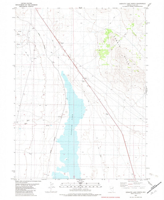Classic USGS Goshute Lake North Nevada 7.5'x7.5' Topo Map Image