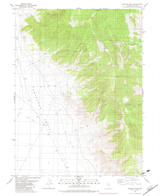 Classic USGS Goshute Peak Nevada 7.5'x7.5' Topo Map Image