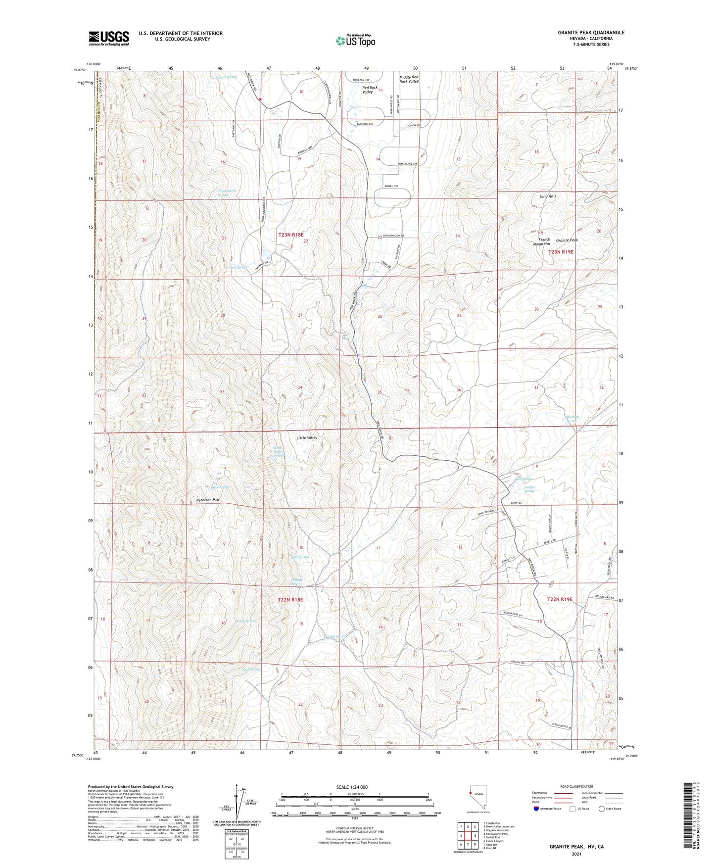Granite Peak Nevada US Topo Map Image