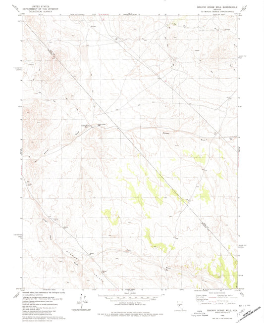 Classic USGS Granny Goose Well Nevada 7.5'x7.5' Topo Map Image