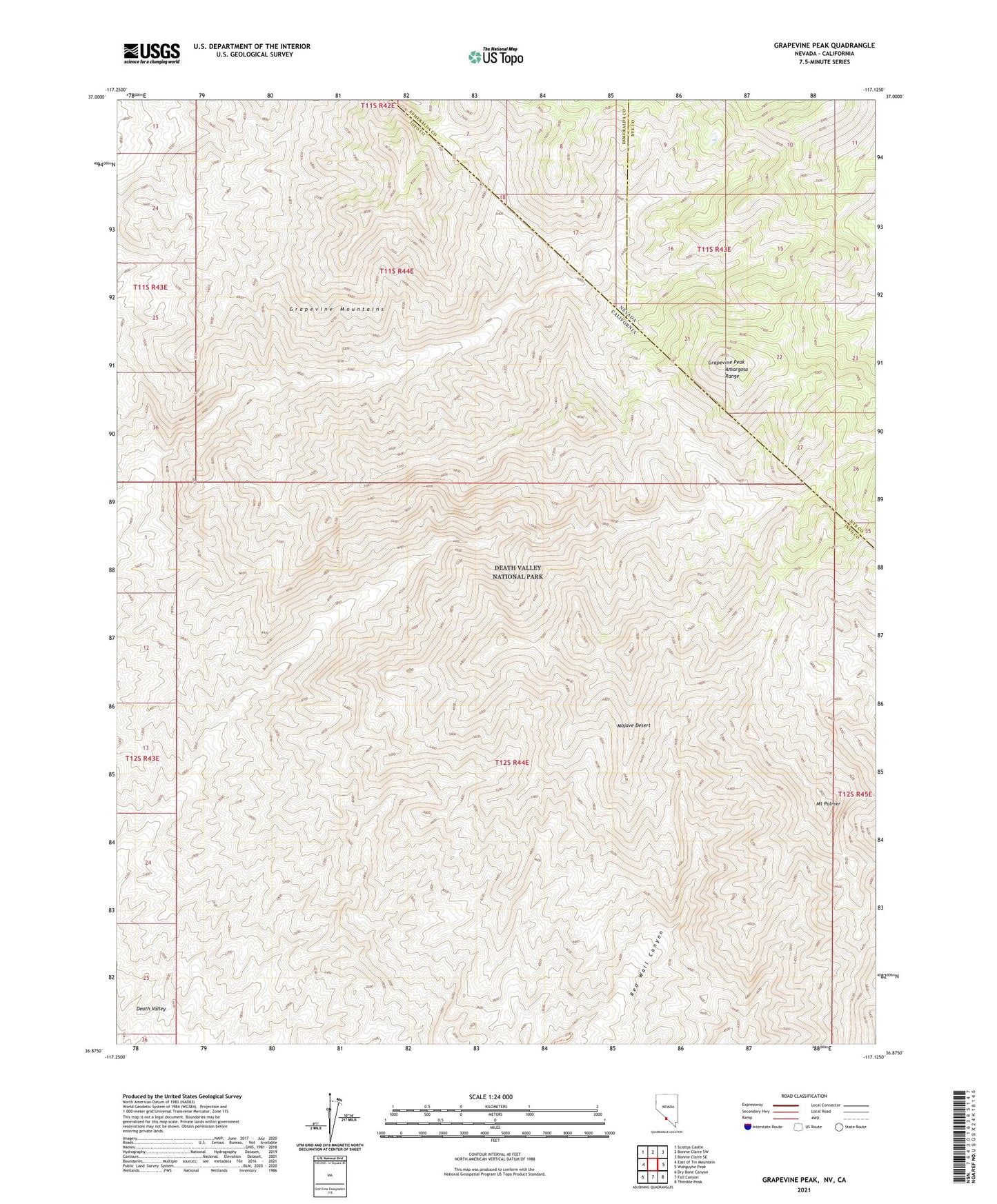 Grapevine Peak Nevada US Topo Map Image