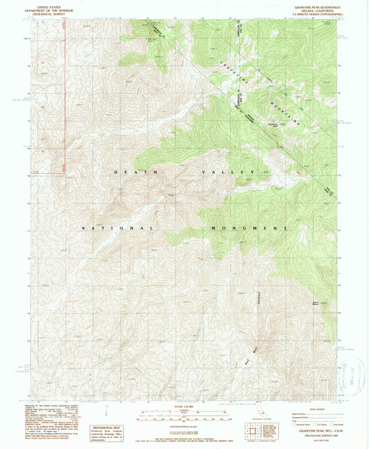 Classic USGS Grapevine Peak Nevada 7.5'x7.5' Topo Map Image