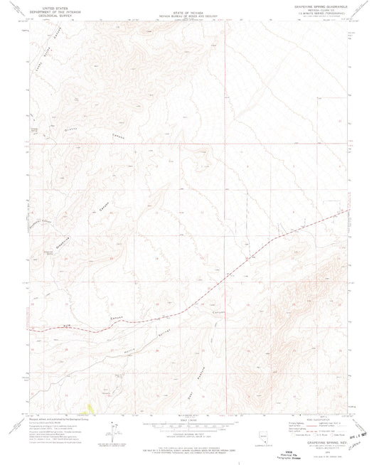 Classic USGS Grapevine Spring Nevada 7.5'x7.5' Topo Map Image