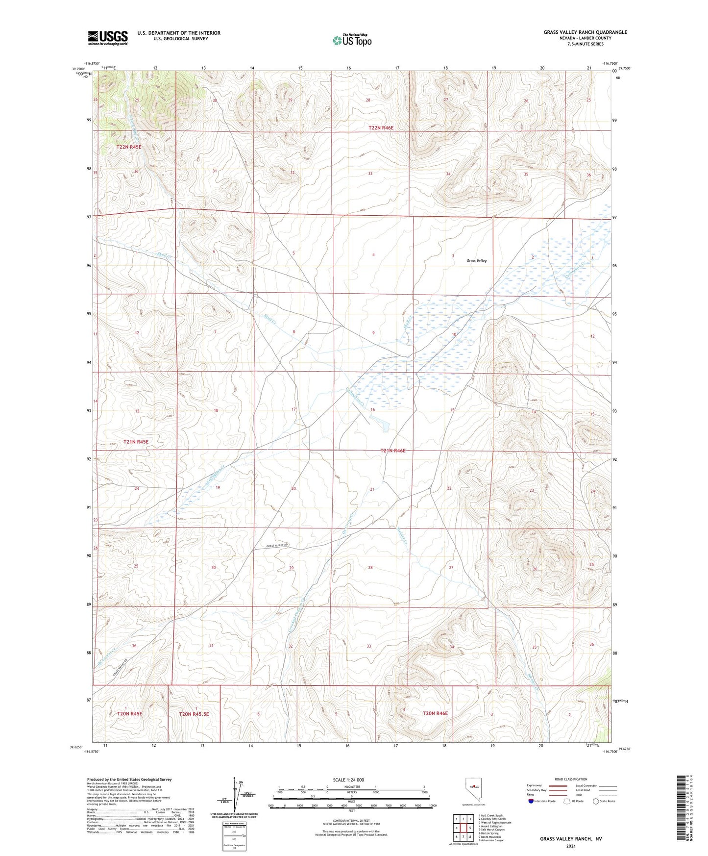 Grass Valley Ranch Nevada US Topo Map Image