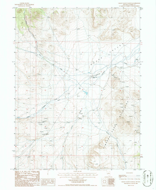Classic USGS Grass Valley Ranch Nevada 7.5'x7.5' Topo Map Image