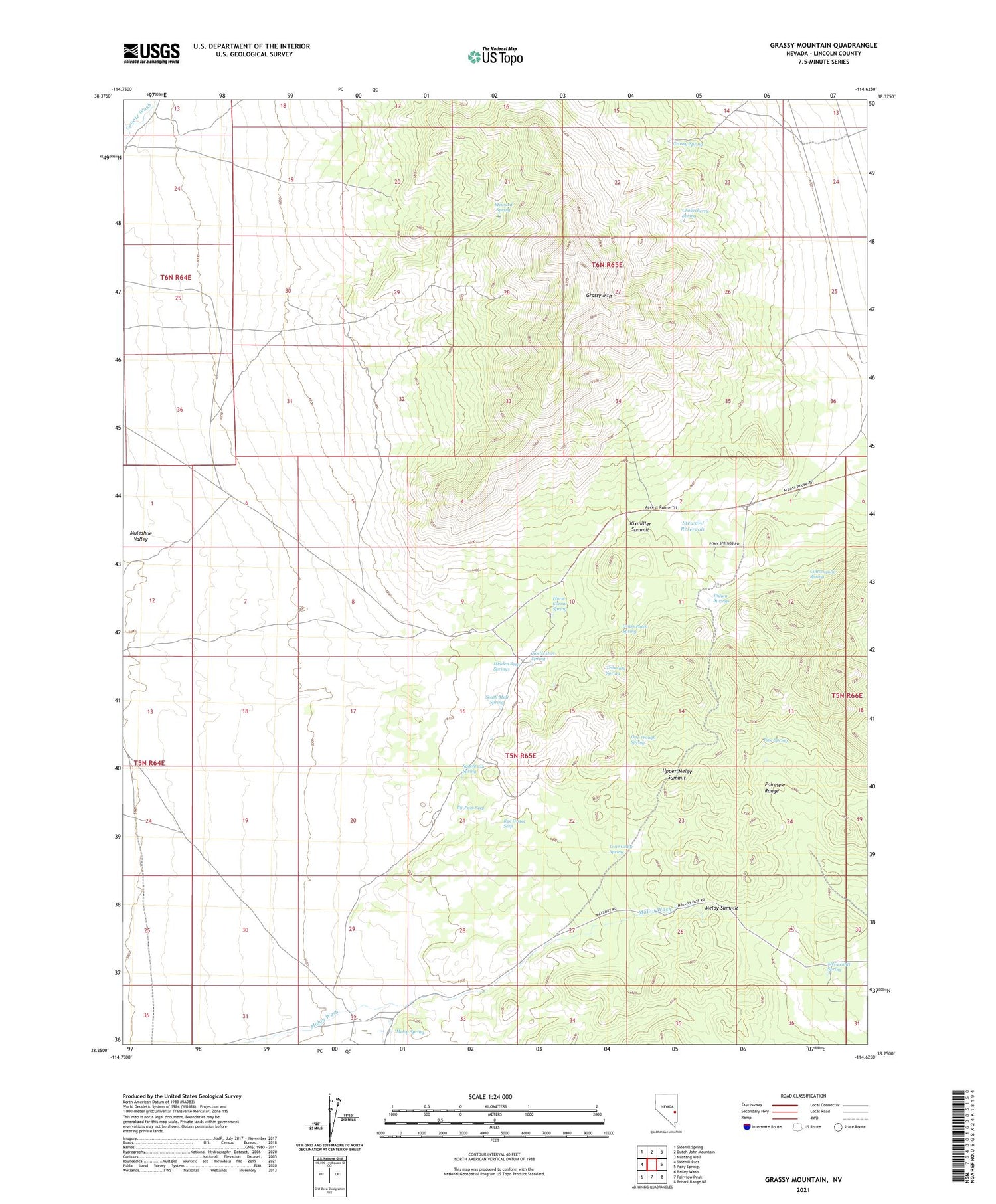 Grassy Mountain Nevada US Topo Map Image