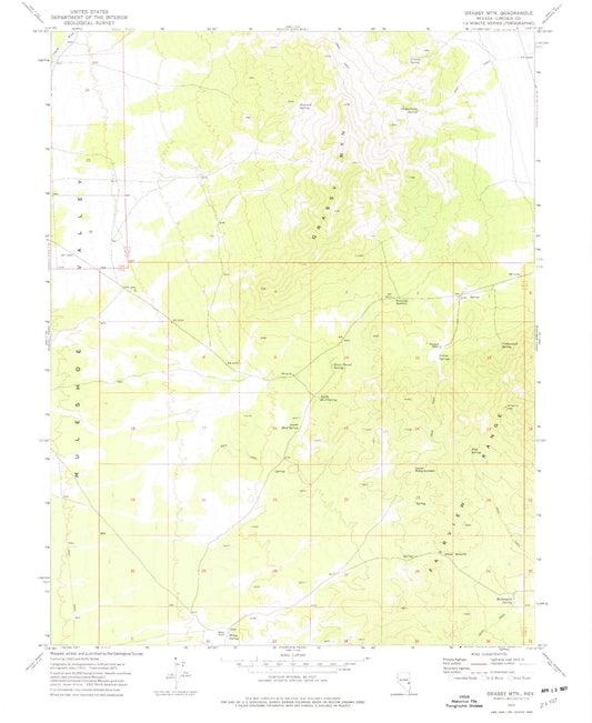 Classic USGS Grassy Mountain Nevada 7.5'x7.5' Topo Map Image