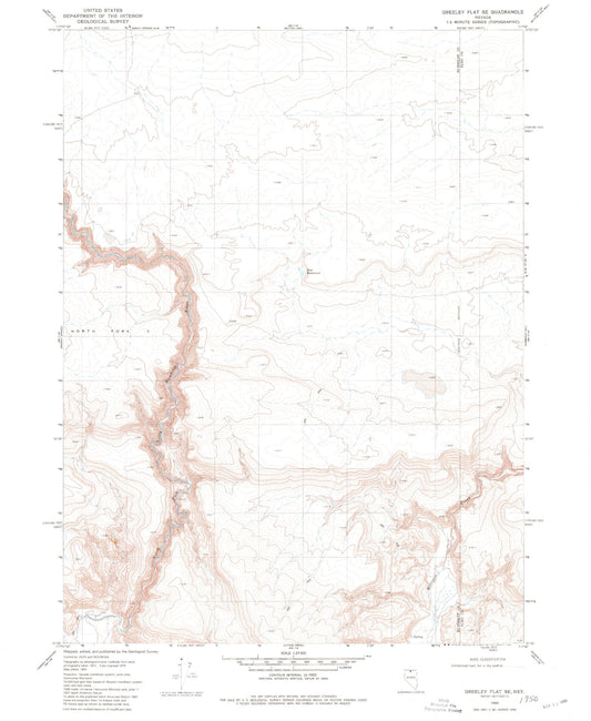 Classic USGS Greeley Flat SE Nevada 7.5'x7.5' Topo Map Image