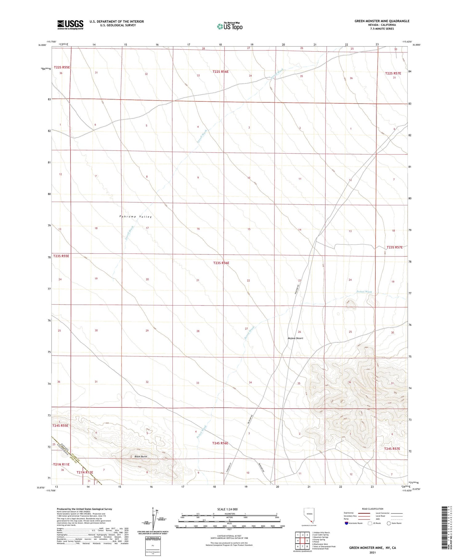 Green Monster Mine Nevada US Topo Map Image