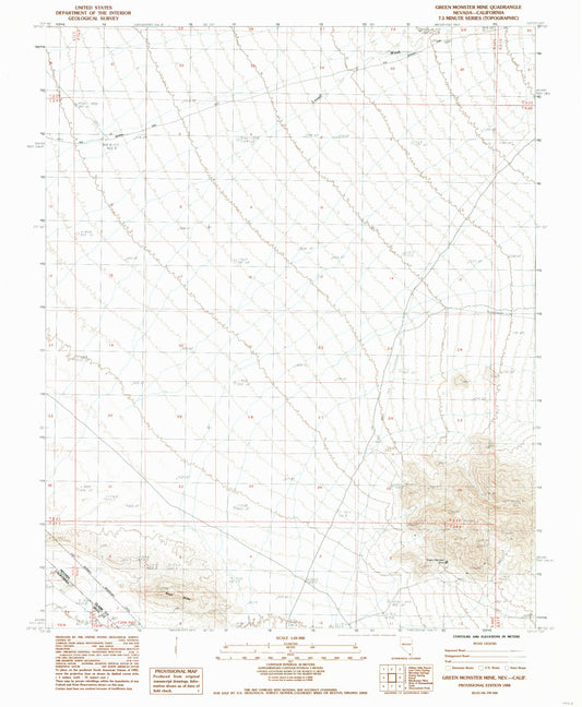 Classic USGS Green Monster Mine Nevada 7.5'x7.5' Topo Map Image