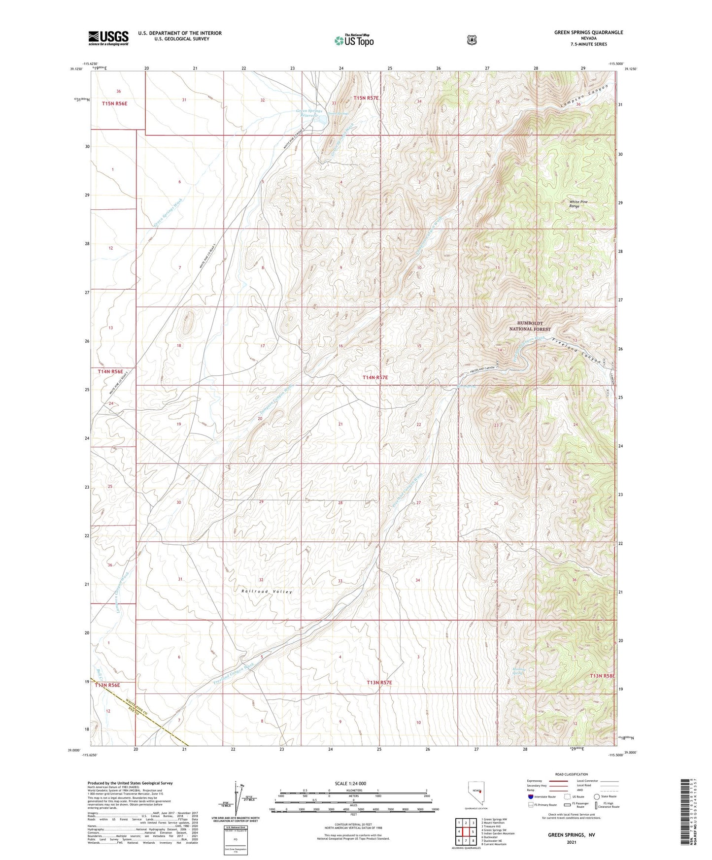 Green Springs Nevada US Topo Map Image